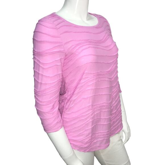 Chicos Top Womens Size 1 US 8 Pink Knit Shirt Blouse Textured 3/4 Sleeve NEW - Picture 10 of 13